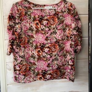 Ophelia Roe Ruched‎ Sleeve Floral Top